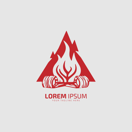 Fire flames logo design template vector icon with woodのイラスト素材