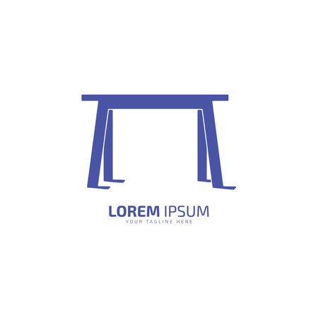 Elegant furniture logo concept vector of office desk flat design view of modern office tableのイラスト素材