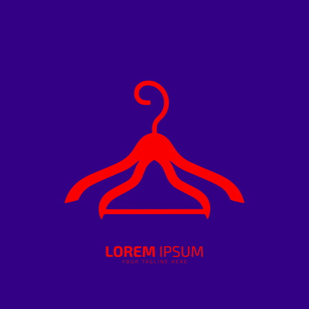 Fashion business logo template, branding design, hanger vector, hanger icon isolated on blue backgroundのイラスト素材