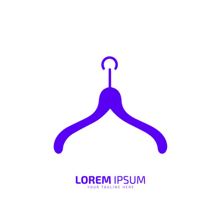 Fashion business logo template, branding design, hanger vector, hanger icon blue hanger on white backgroundのイラスト素材