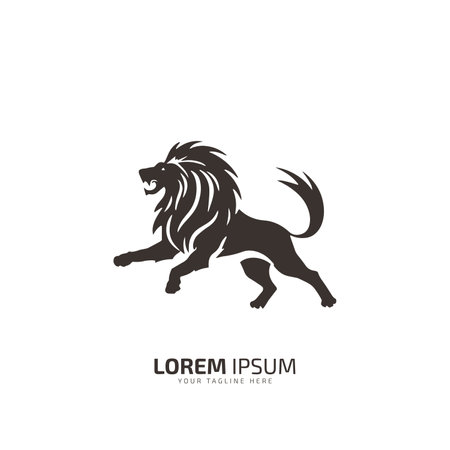 lion logo, lion icon company logo design, strength and power symbol. vector image in flat styleのイラスト素材