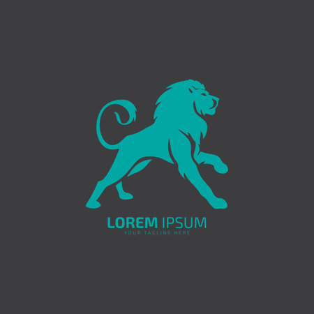 Vector of leaping lion logo design with abstract full body silhouetteのイラスト素材