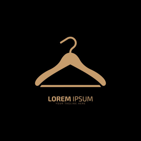 Fashion business logo template, branding design, hanger vector, hanger icon isolated on black backgroundのイラスト素材