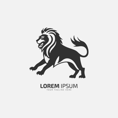Vector of leaping lion logo design with abstract full body vectorのイラスト素材