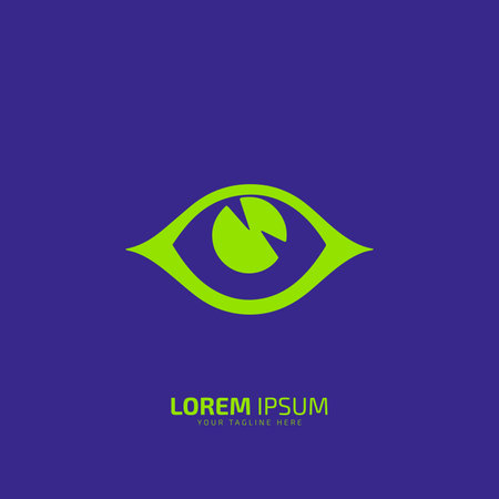 a logo of eye, eye icon, eye vector silhouette on blue backgroundのイラスト素材