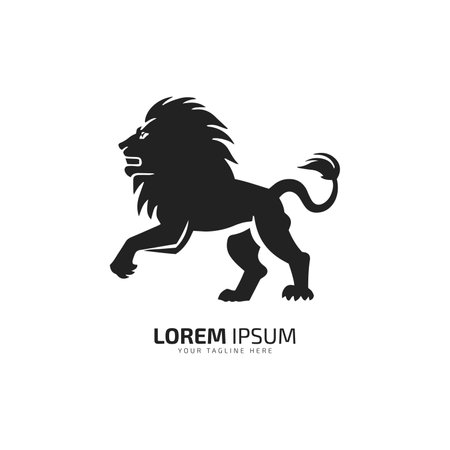 Vector of leaping lion logo design with abstract full body iconのイラスト素材