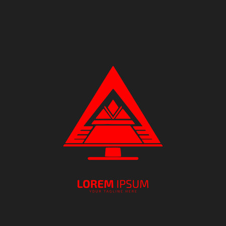 a logo of computer system icon of screen isolated on black backgroundのイラスト素材