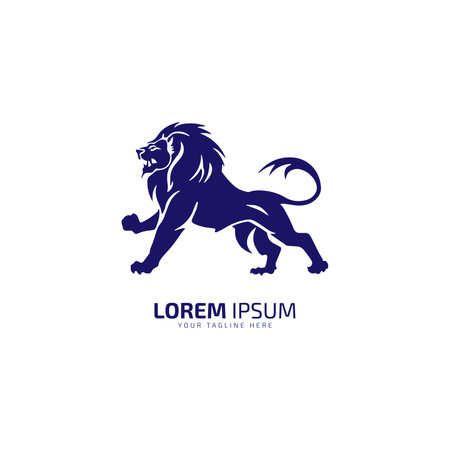 lion logo. company logo design, strength and power symbol. vector image in flat styleのイラスト素材