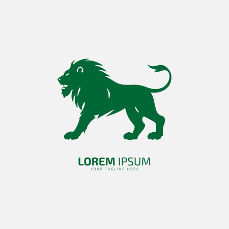 Vector of leaping lion logo design with abstract full body symbolのイラスト素材