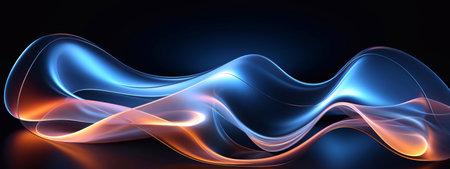 Artistic Seascapes Blue and light yellow and red Abstract Waves and Lines Emerging from Generative AIの素材