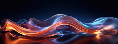 Ethereal Oceanic Artistry Blue and light red Abstract Waves and Lines Crafted by Generative AIの素材
