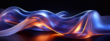 Abstract Depths Dynamic Blue and light red Background with Waves and Lines Shaped by Generative AIの素材