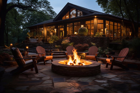 Flames of Comfort Backyard Fire Pit's Image Kindled by Generative AIの素材