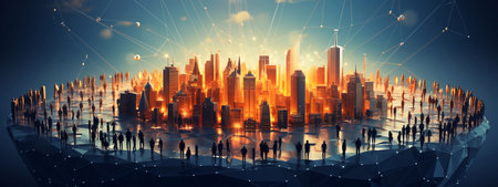 Unity Across Borders Envisions People around World Map Generative AIの素材