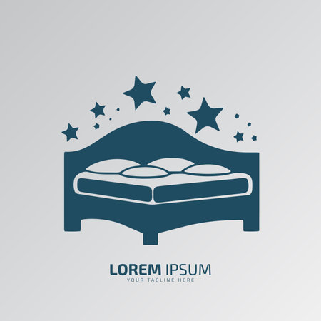 Minimal or abstract room bed logo vector icon silhouette isolated on black backgroundのイラスト素材