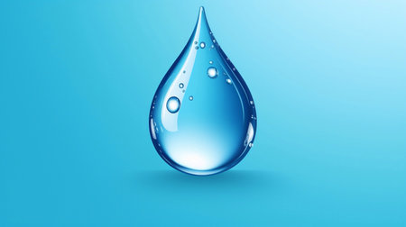 water or oil drop on blue background, isolated water drop, world water day generative aiの素材