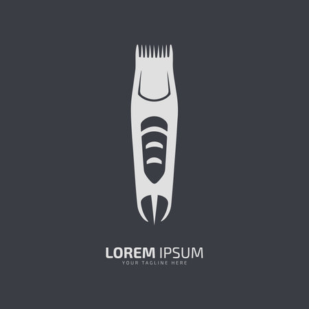 Electric hair cutter machine turned vector isolated. Hairdressing shaving machine or equipment illustration for barber shop logo or emblem in retro style.のイラスト素材