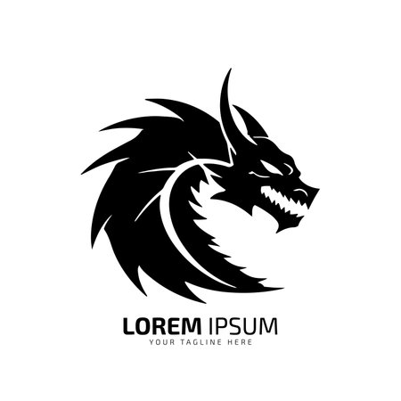 minimal and abstract logo of dragon icon vector silhouette isolated artのイラスト素材