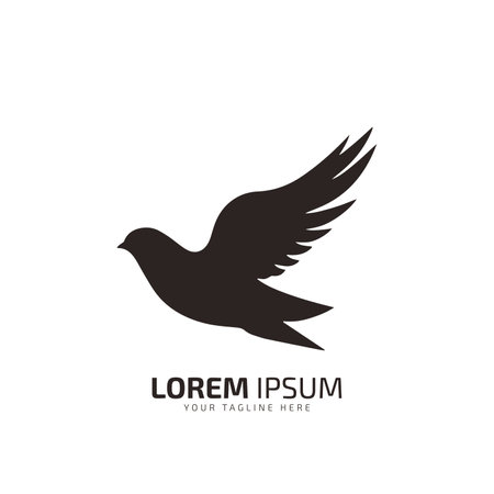minimal and abstract logo of fly bird icon sparrow vector silhouette isolated design artのイラスト素材