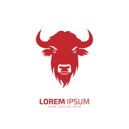 minimal and abstract logo of ox icon bull vector red bull silhouette isolated design artのイラスト素材