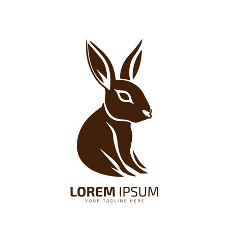 minimal and abstract logo of rabbit icon hare vector silhouette isolated designのイラスト素材