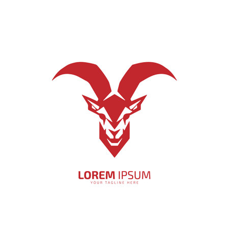 minimal and abstract goat or devil logo icon silhouette vector on light backgroundのイラスト素材