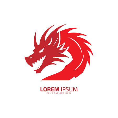 minimal and abstract dragon logo icon silhouette vector two colorのイラスト素材
