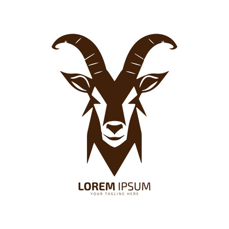 minimal and abstract goat or devil logo icon silhouette vectorのイラスト素材