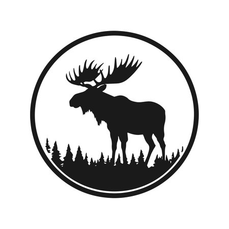 minimal and abstract moose logo elk icon deer silhouette reindeer vector caribou designのイラスト素材