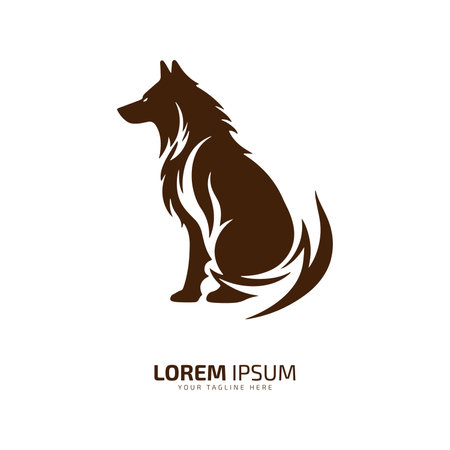 minimal and abstract wolf logo coyote icon dog silhouette jackal vector simple logoのイラスト素材