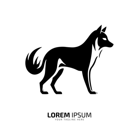 minimal and abstract wolf logo coyote icon dog silhouette jackal vector on white backgroundのイラスト素材