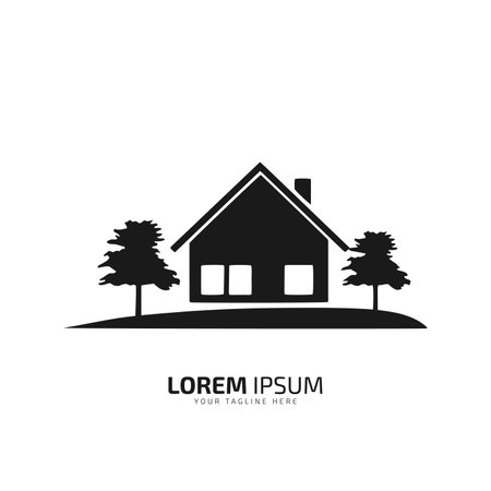 minimal and abstract home logo house icon building silhouette cabin vectorのイラスト素材
