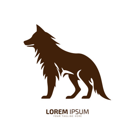 minimal and abstract wolf logo coyote icon dog silhouette jackal vector on light backgroundのイラスト素材