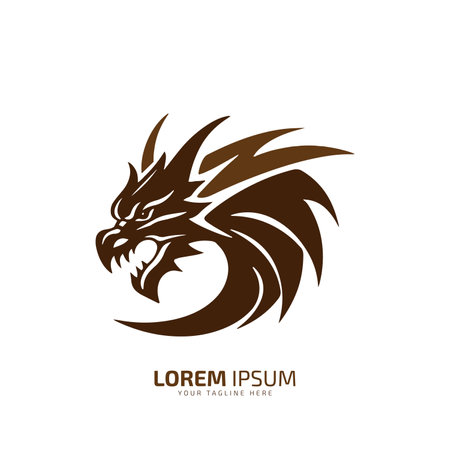 minimal and abstract dragon logo icon silhouette vector design different colorのイラスト素材