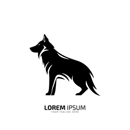 a logo of minimal and abstract wolf logo coyote icon dog silhouette jackal vectorのイラスト素材