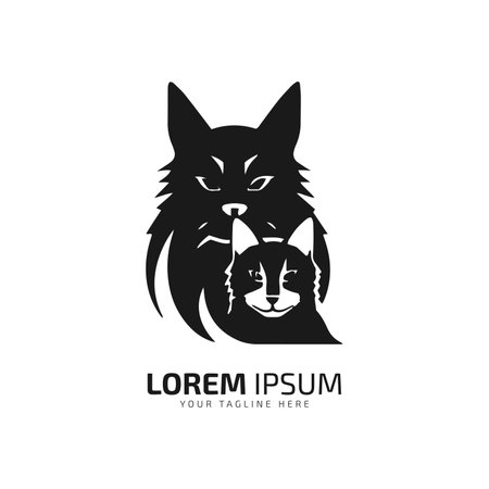 Logo of cat icon with kitten vector silhouette isolated designのイラスト素材