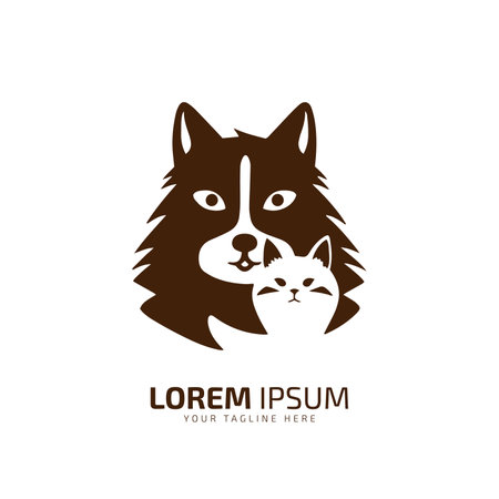 minimal and abstract kitten of cat icon house vector silhouette isolated designのイラスト素材