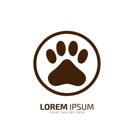 minimal and abstract logo of animal foot icon in circle vector silhouette isolated designのイラスト素材