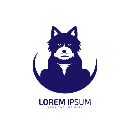 minimal and abstract logo of cat or bull dog icon vector silhouette isolated designのイラスト素材