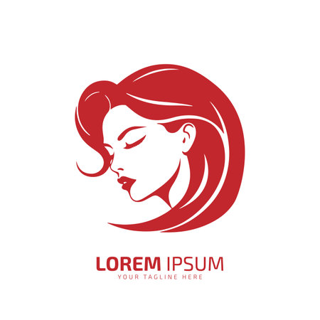 minimal and abstract logo of girl icon lady vector silhouette isolated design red girlのイラスト素材