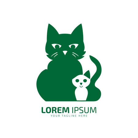 minimal and abstract logo of cat icon child of cat vector silhouette isolated designのイラスト素材