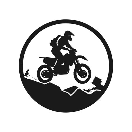 minimal and abstract logo of dirt bike icon mud bike vector silhouette isolated design motocross bike in circleのイラスト素材
