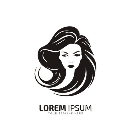 minimal and abstract logo of girl icon lady vector silhouette isolated design black girlのイラスト素材
