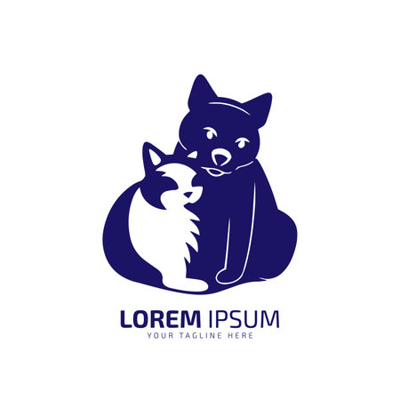 minimal and abstract logo of dog icon cat vector silhouette isolated designのイラスト素材