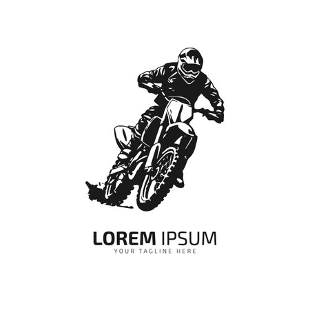 minimal and abstract logo of dirt bike icon mud bike vector silhouette isolated design motocross bike front viewのイラスト素材