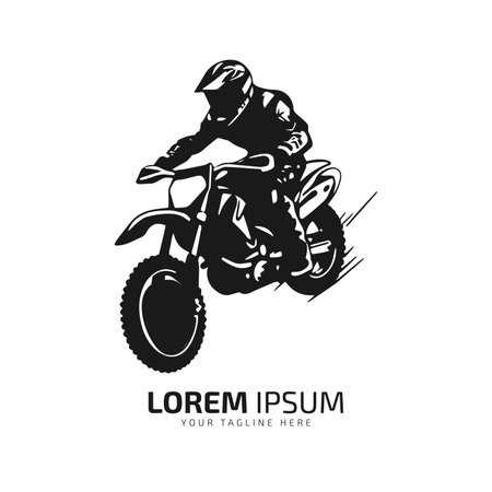 minimal and abstract logo of dirt bike icon mud bike vector silhouette isolated design motocross bike racing bikeのイラスト素材