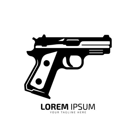 minimal and abstract logo of gun icon pistol vector silhouette isolatedのイラスト素材