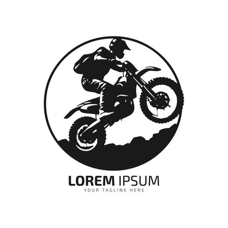 minimal and abstract logo of dirt bike icon mud bike vector silhouette design motocross bike in circleのイラスト素材
