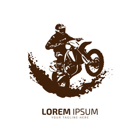 minimal and abstract logo of mud bike icon dirt bike vector silhouette isolated design with dirtyのイラスト素材
