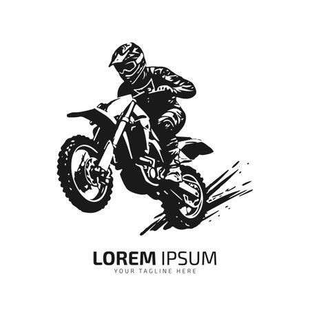 minimal and abstract logo of mud bike icon dirt bike vector motocross silhouette isolated designのイラスト素材